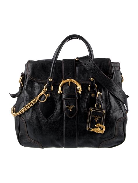 prada animalier leather satchel bag nero|PRADA Cervo Large Animalier Satchel Black.